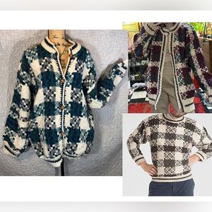 ViNtAgE heavy Wool Ecuador 90s 80s 
Fisherman Cable Knit Sweater blue green